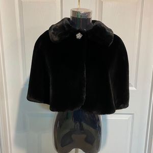 Nordstrom Classiques Entier Short Cropped Black Velvet Cape Jacket Size P